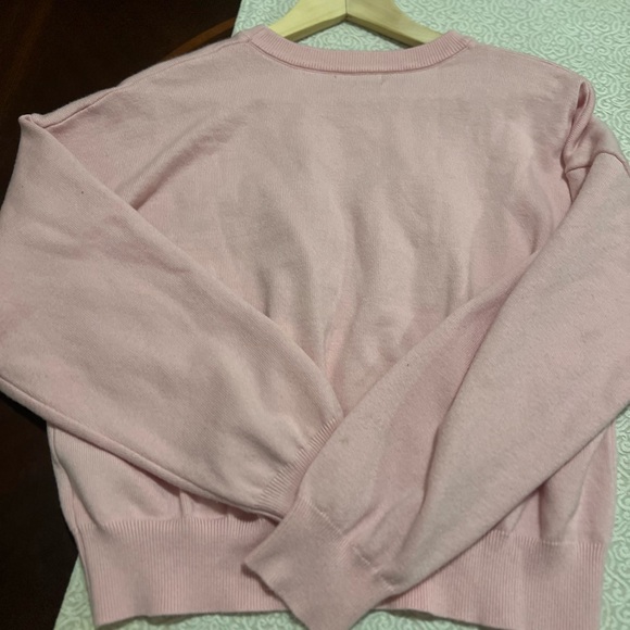 Faded Rose Pink Cherry Embroidered Cropped Sweater Coquette Y2K Soft Girl Size M - Picture 4 of 11